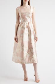 Anne Klein Metallic Floral Print Party Dress
