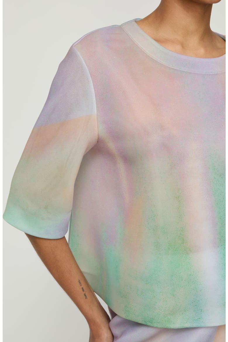 Aurora Print Neoprene T-Shirt, Alternate, color, AURORA GREEN MULTI