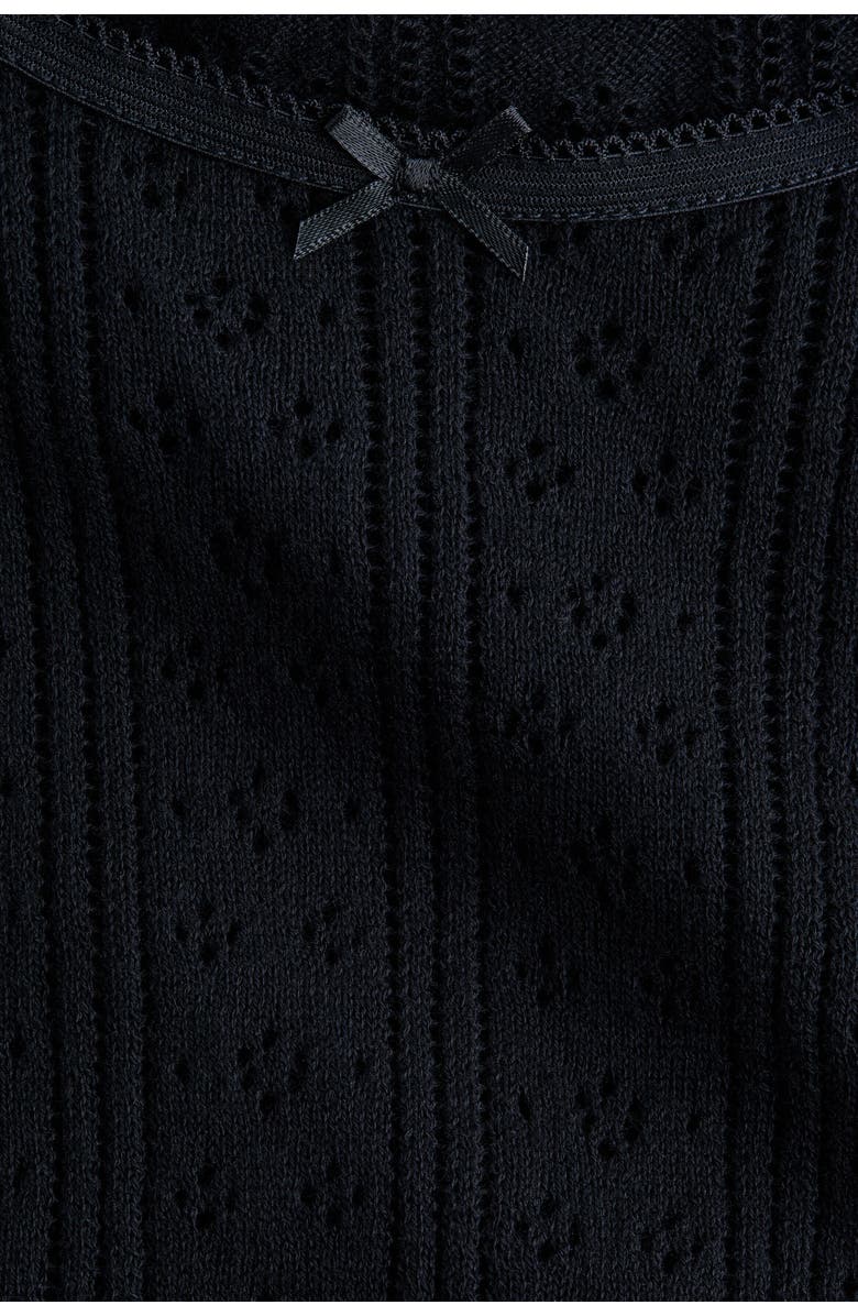 H&M Pointelle-knit Cotton Pyjamas, Alternate, color, Black