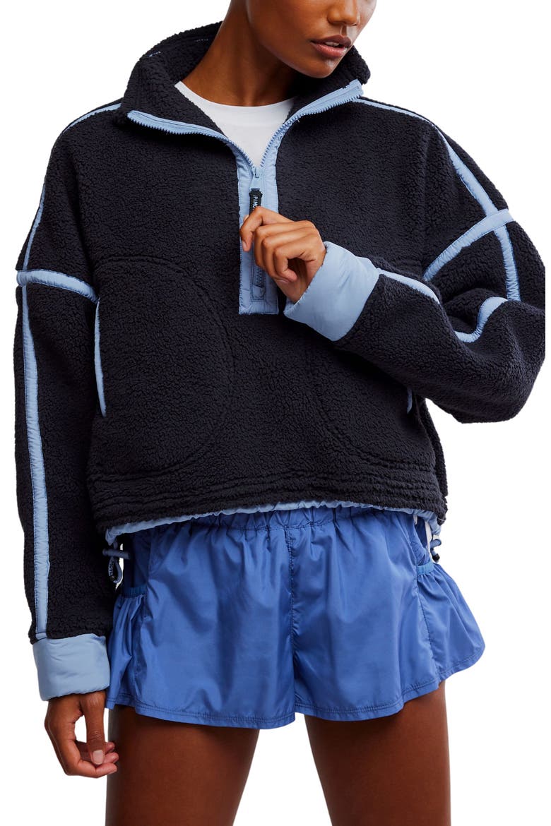 FP Movement Mountain High Fleece Half Zip Pullover, Main, color, BLACK/BLUE GREY COMB