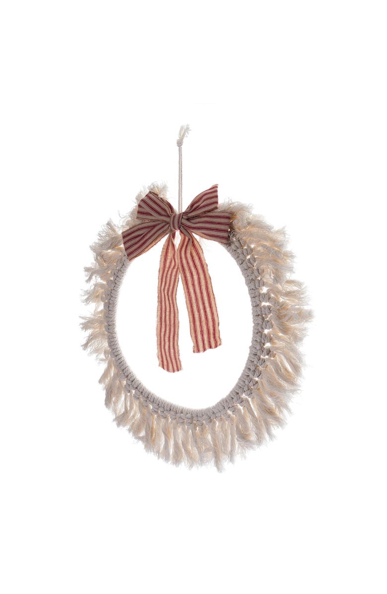 Transpac Sand Christmas Macrame Wreath Modern Floral Wreath for Decor, Alternate, color, White