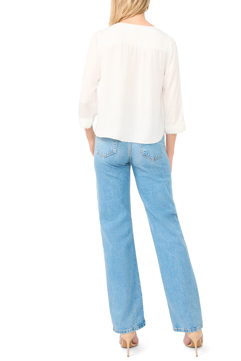 Lace Trim Square Neck Top, Alternate, color, NEW IVORY