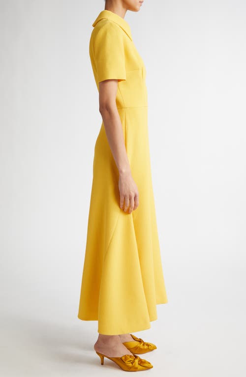 Emilia Wickstead Eman Collard Crepe Midi Dress In Custard