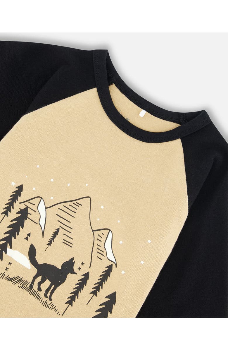 Deux par Deux Boy's Organic Cotton Two Piece Pajama Set Black Printed Fox, Alternate, color,