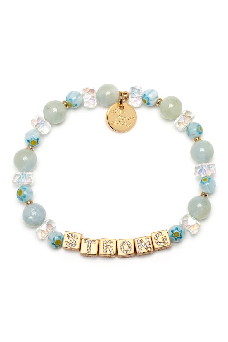 Pavé Cubic Zirconia Beaded Stretch Bracelet, Main, color, WHITE
