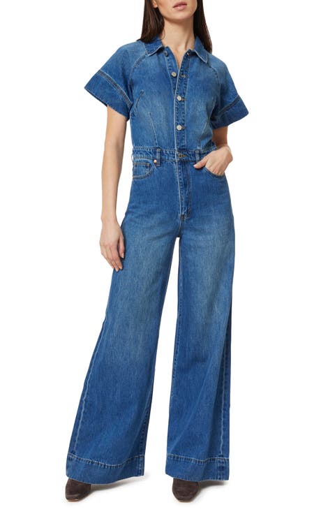 Flare Leg Denim Jumpsuit (Reef)
