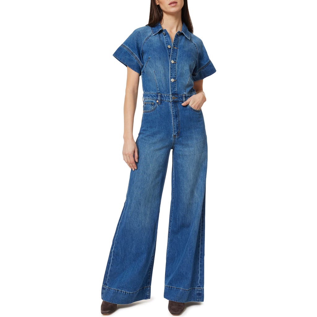 Habitual Flare Leg Denim Jumpsuit In Blue