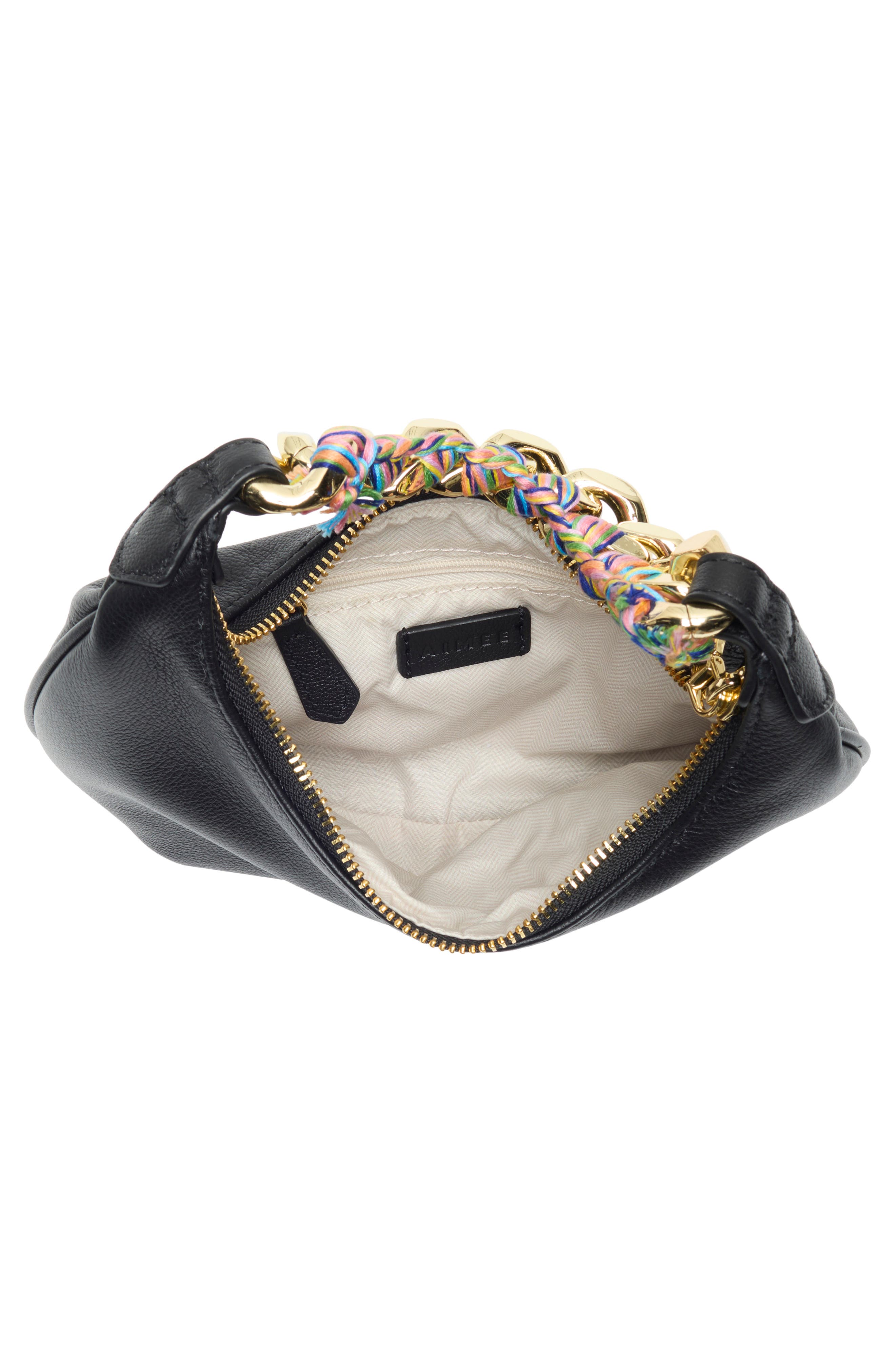 AIMEE Escape Chain Leather Handbag, Alternate, color, Black