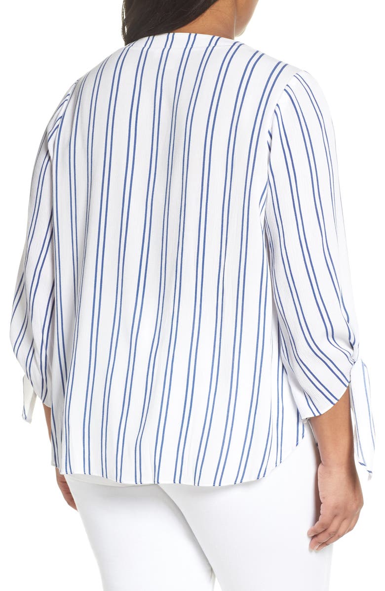MICHAEL Michael Kors KORS Michael Kors Stripe Tie Sleeve Top, Alternate, color,