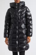 Moncler Marusse Long Lacquered Nylon Down Coat