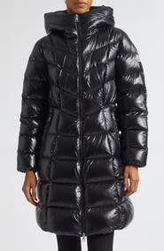 Moncler Marusse Long Lacquered Nylon Down Coat