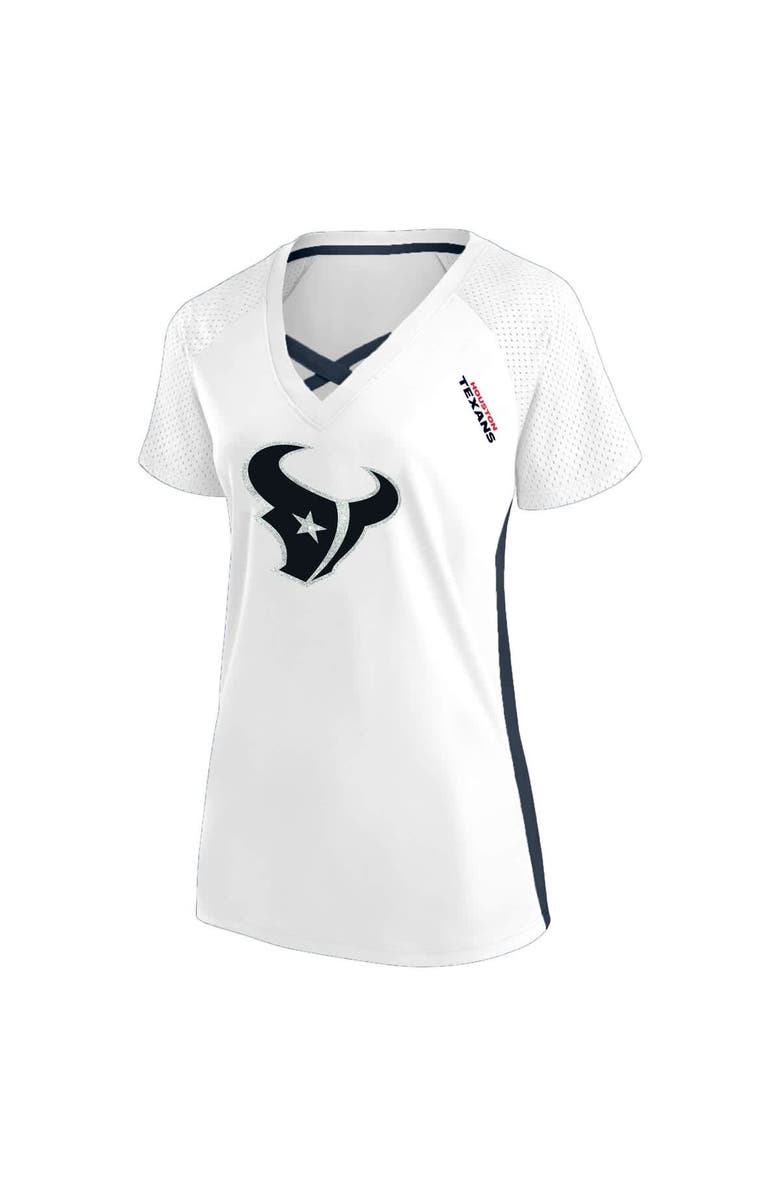 FANATICS Women's Fanatics  White Houston Texans Plus Size Glitter Lace-Up V- Neck T-Shirt, Alternate, color, 