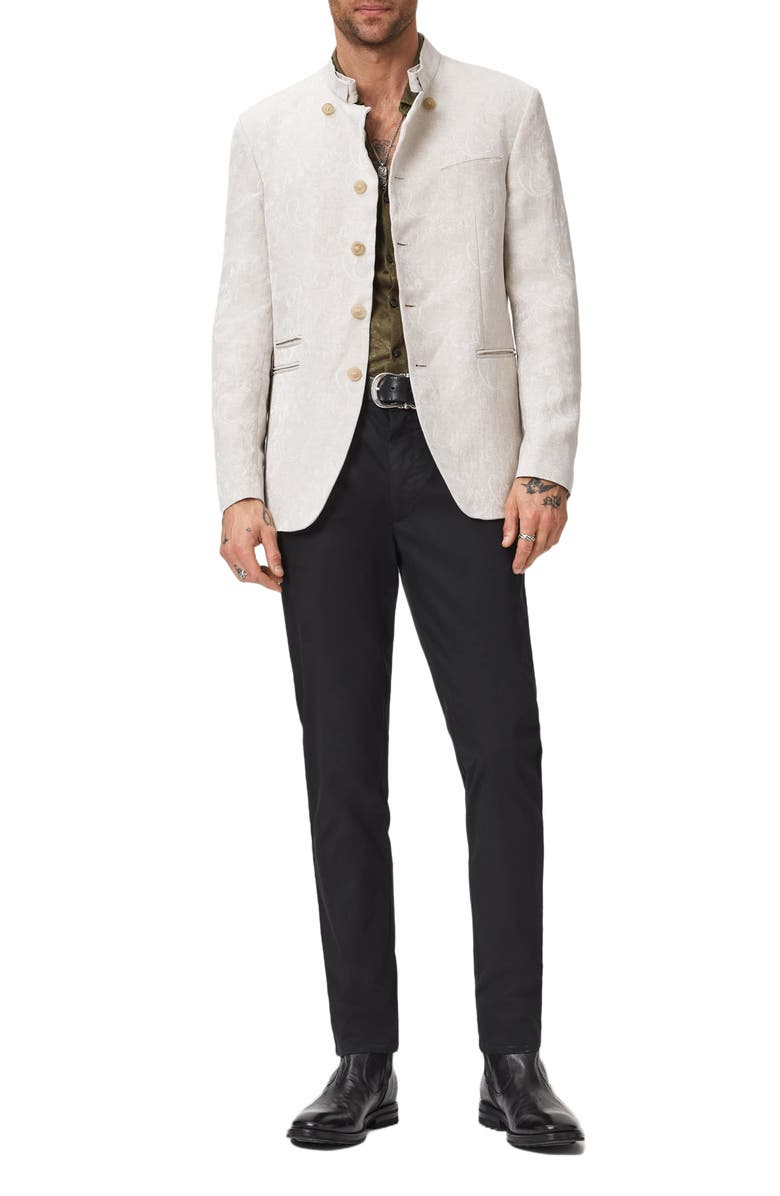 John Varvatos Biaggio Jacquard Mesh Short Sleeve Button-Up Shirt, Alternate, color, Eucalyptus