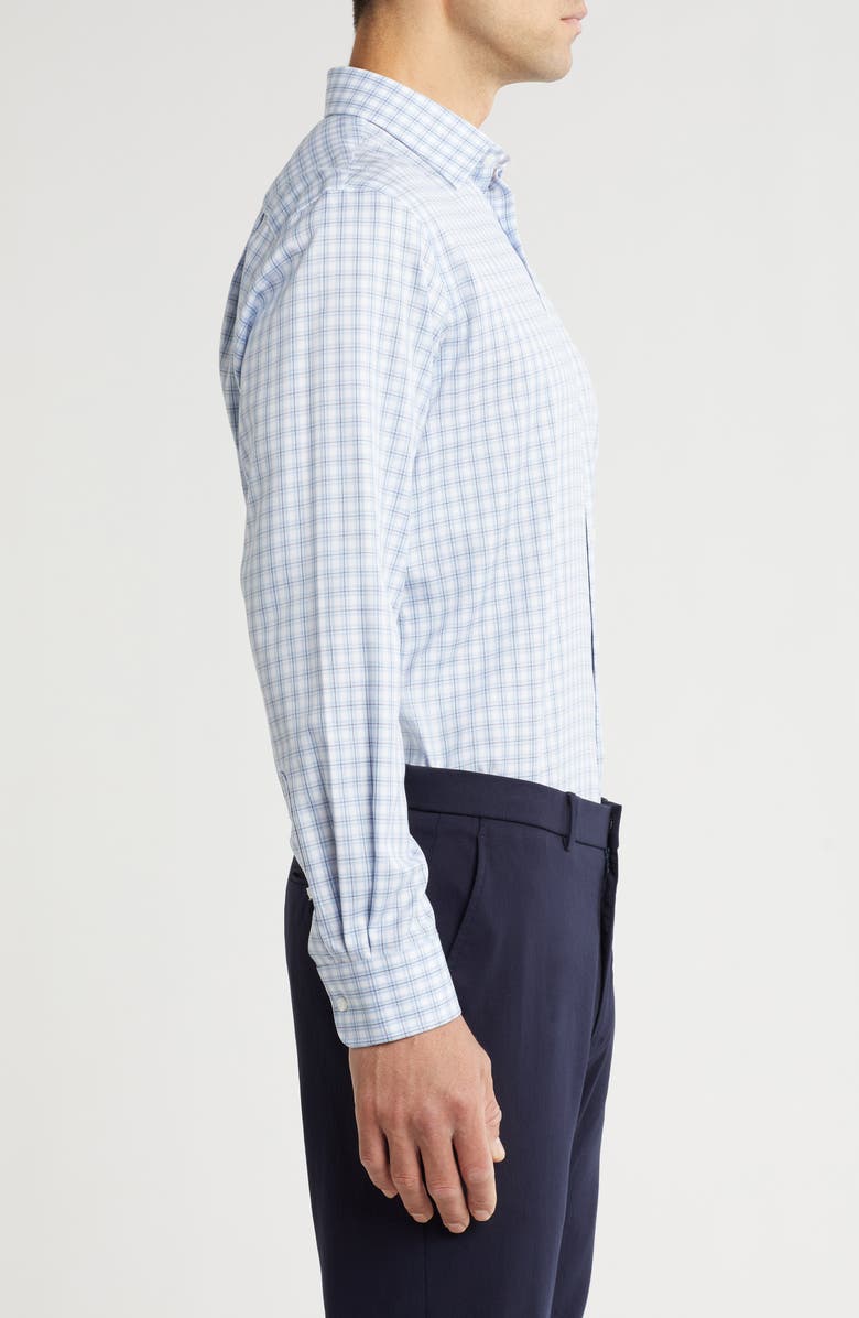 Nordstrom Traditional Fit Premium Non-Iron Plaid Cotton Dress Shirt, Alternate, color, Blue Double Pane