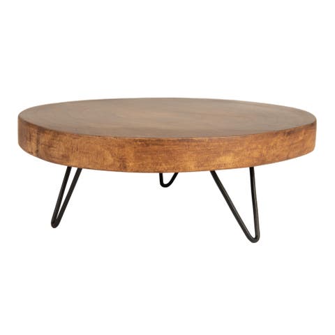 Decorative Paulownia Wood Pedestal, Dark Brown