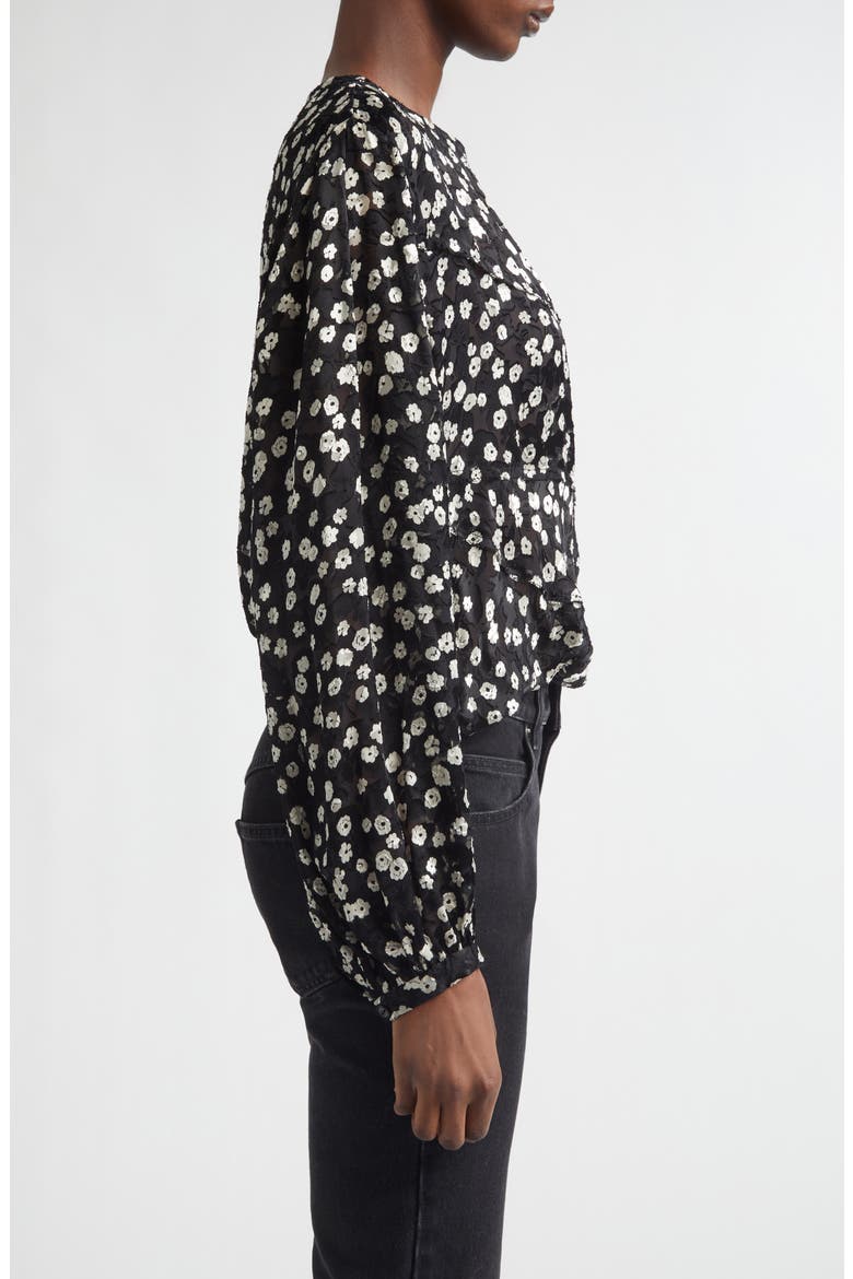 Firma Floral Dévoré Georgette Top, Alternate, color, BLACK/ ECRU