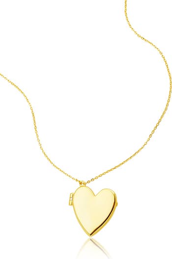 14K Gold Plated Heart Locket Pendant Necklace