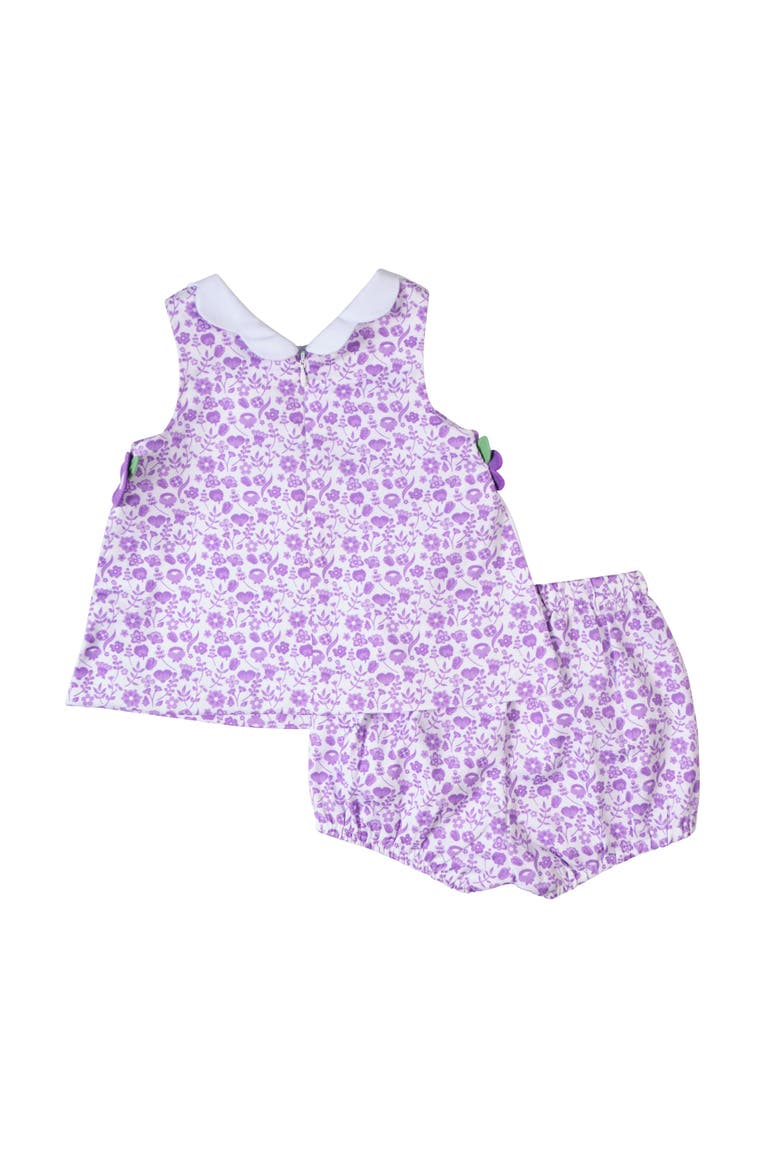 Printed Pique Dress & Bloomer with Flowers, Alternate, color, Lavender/White