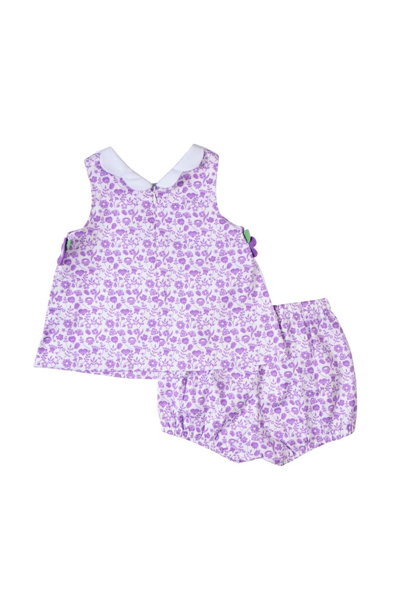 Florence Eiseman Printed Pique Dress & Bloomer with Flowers, Alternate, color, Lavender/White