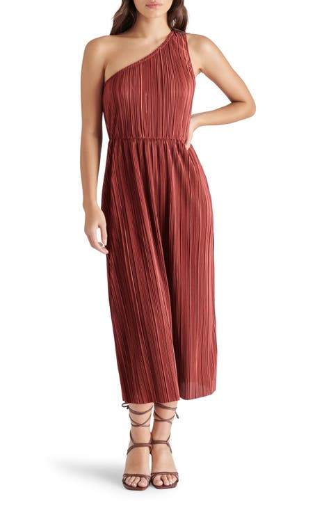 Plissé One-Shoulder Maxi Dress