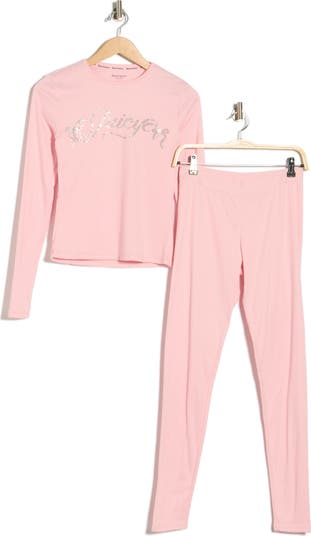 Juicy Couture Crystal Logo Long Sleeve Top & Leggings Pajamas | Nordstromrack