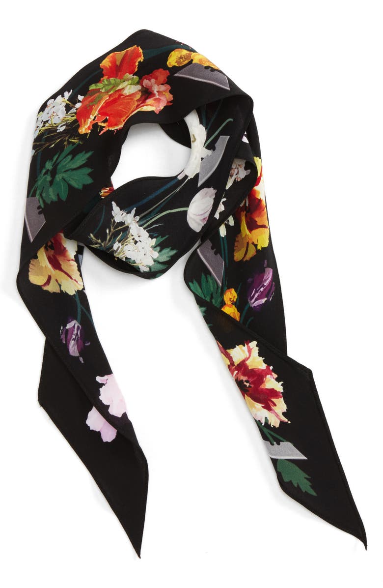 ROCKINS Flora Skinny Silk Scarf, Main, color,