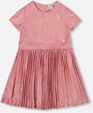 Deux par Deux Short Sleeve Dress with Pleated Skirt