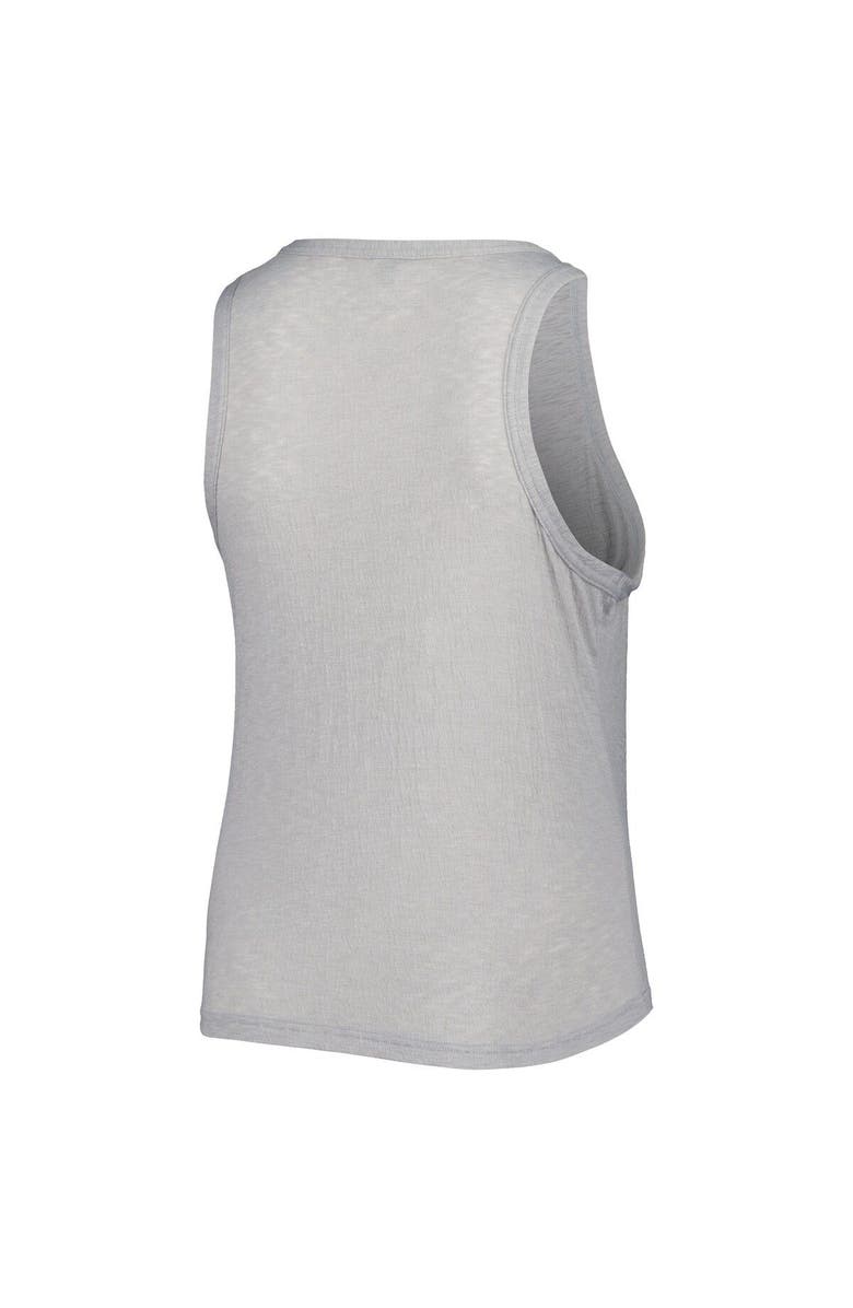 SOFT AS A GRAPE Women's Soft as a Grape Gray Miami Marlins Plus Size High Neck Tri-Blend Tank Top, Alternate, color, Gray