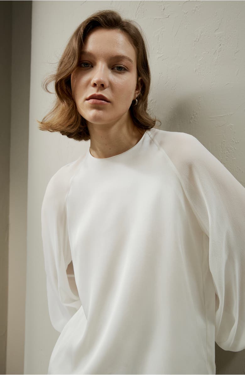 Lilysilk Silk Blouse with Raglan Sleeves, Alternate, color, Natural White