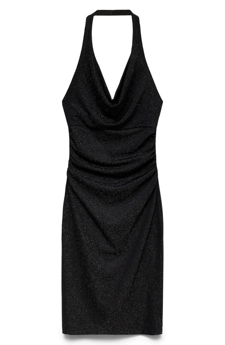 MANGO Metallic Halter Dress, Alternate, color, 