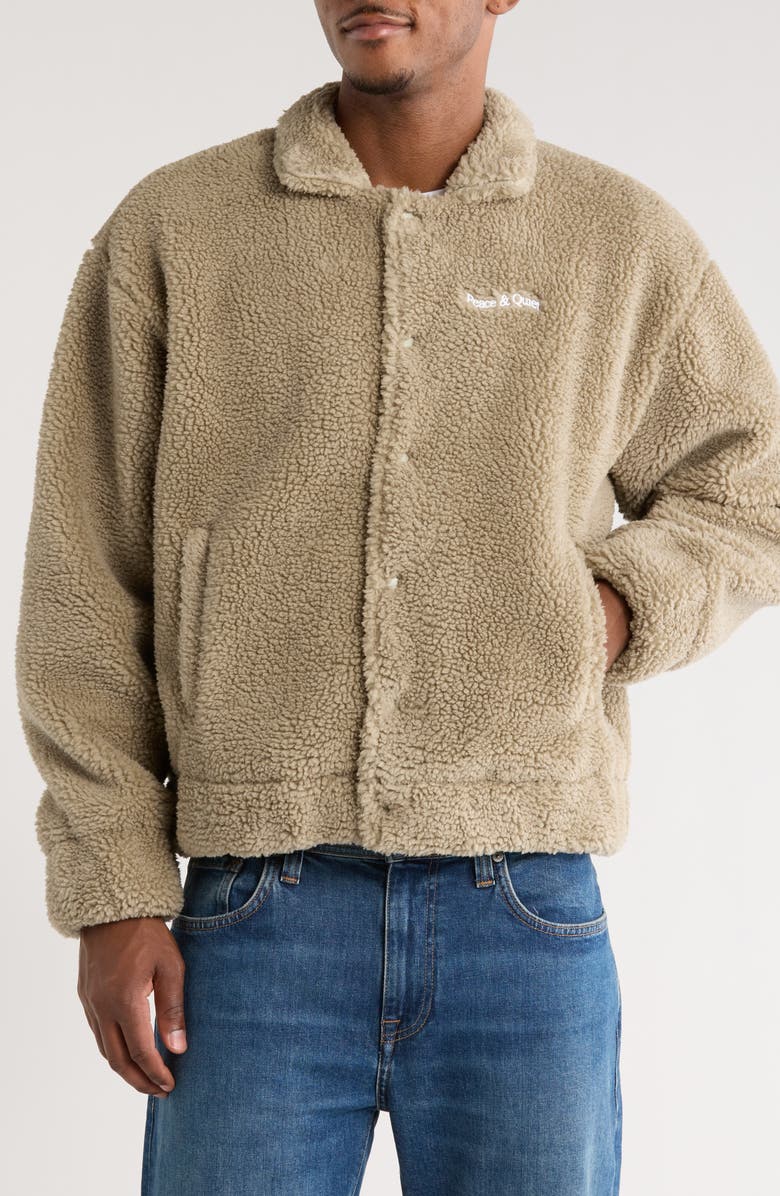Museum of Peace & Quiet Wordmark Faux Shearling Work Jacket, Alternate, color, Taupe