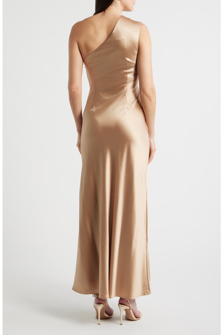 Werona One-Shoulder Satin Gown, Alternate, color, CHAMPAGNE