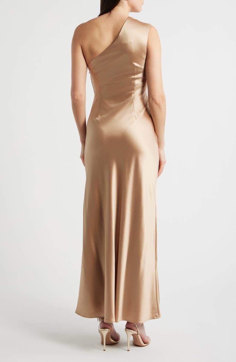 Acler Werona One-Shoulder Satin Gown, Alternate, color, Champagne