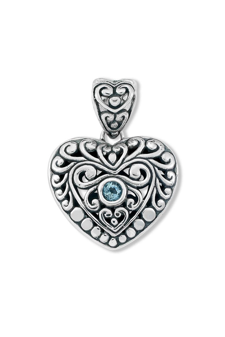 Sterling Silver Blue Topaz Heart Pendant, Main, color, BLUE