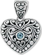 SAMUEL B. Sterling Silver Blue Topaz Heart Pendant
