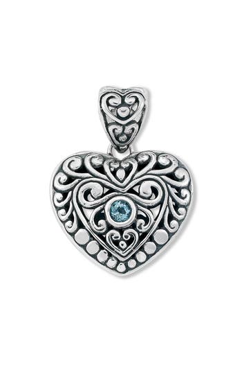 Samuel B. Sterling Silver Blue Topaz Heart Pendant In Metallic