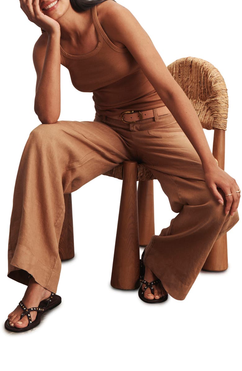 Sanctuary The Marine Linen Wide Leg Pants, Alternate, color, Toasted Coconut Brown