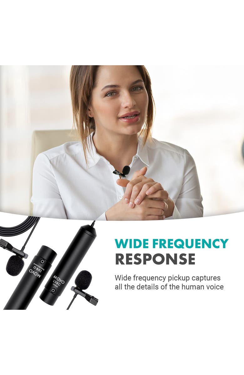 MOVO LV4-C Cardioid XLR Lavalier Microphone - Phantom Powered, Alternate, color, Black