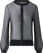 Akris punto Sheer Bishop Sleeve Cardigan