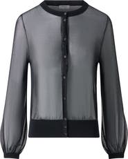 Akris punto Sheer Bishop Sleeve Cardigan