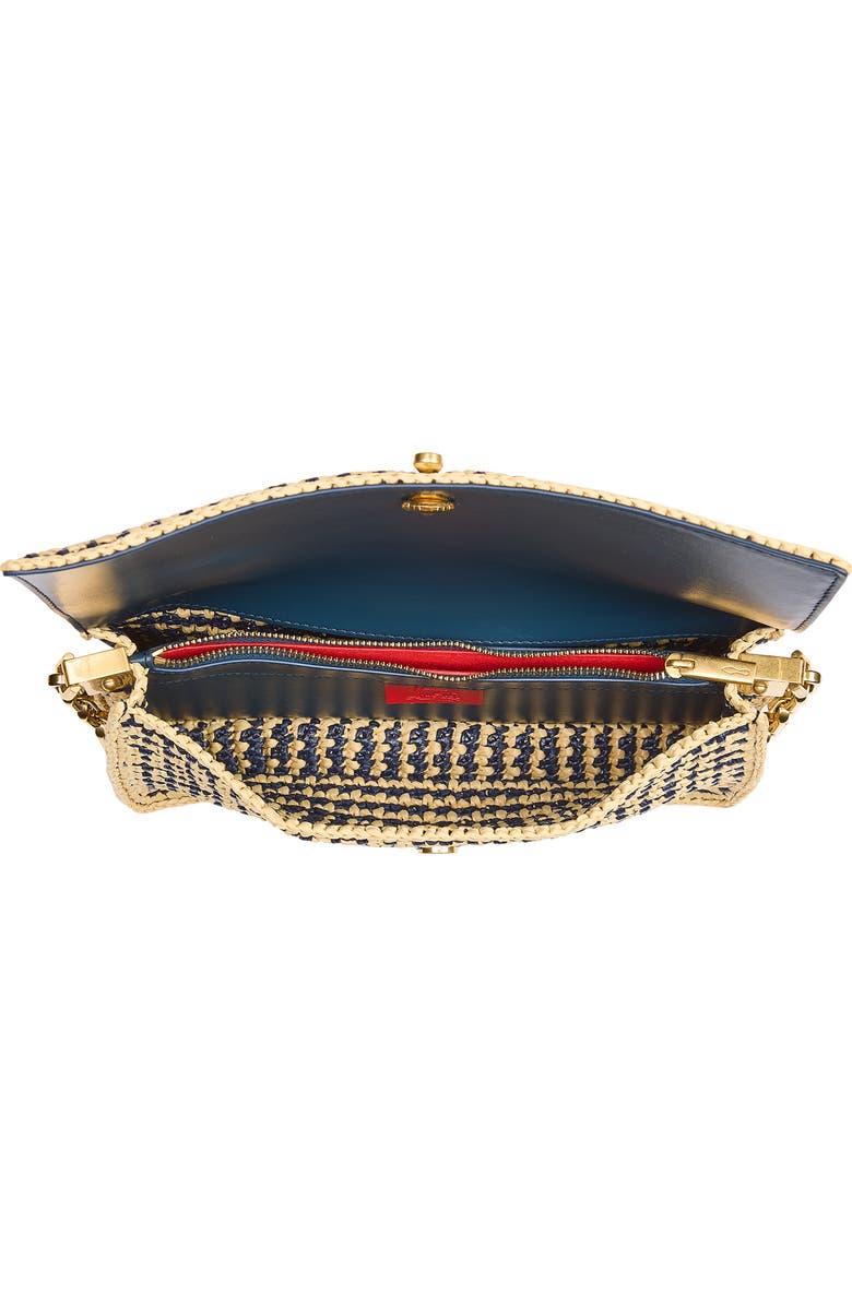 Christian Louboutin Bettina Stripe Crochet Raffia Crossbody Bag, Alternate, color, Naturel/Last Night