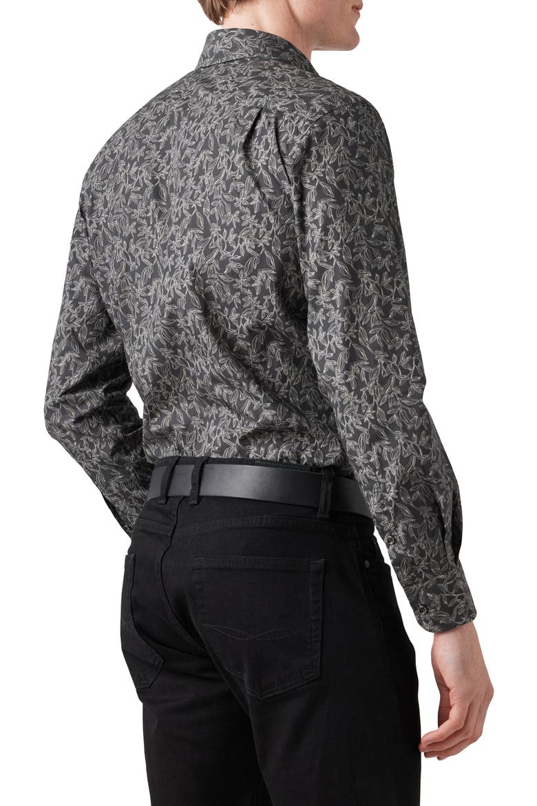 Forest Park Trim Fit Vine Print Cotton Button-Up Shirt, Alternate, color, MIDNIGHT