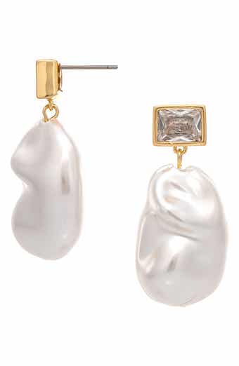 Cubic Zirconia & Imitation Pearl Drop Earrings