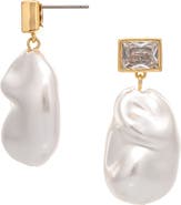 RIVKA FRIEDMAN Cubic Zirconia & Imitation Pearl Drop Earrings