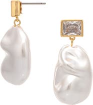 RIVKA FRIEDMAN Cubic Zirconia & Imitation Pearl Drop Earrings