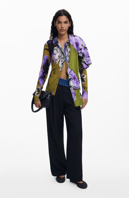 Desigual Plissé Button-up Shirt In Green