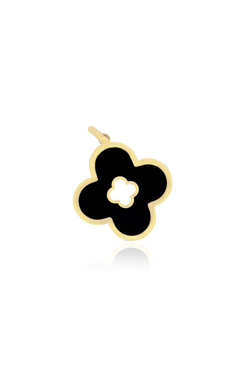 Onyx Clover Cut Out Charm, Main, color, Onyx