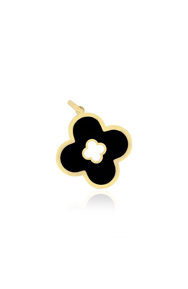 The Lovery Fine Jewelry Onyx Clover Cut Out Charm, Main, color, Onyx