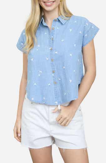Blu Pepper Floral Chambray Button-Up Shirt