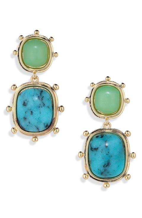 Double Stone Drop Earrings